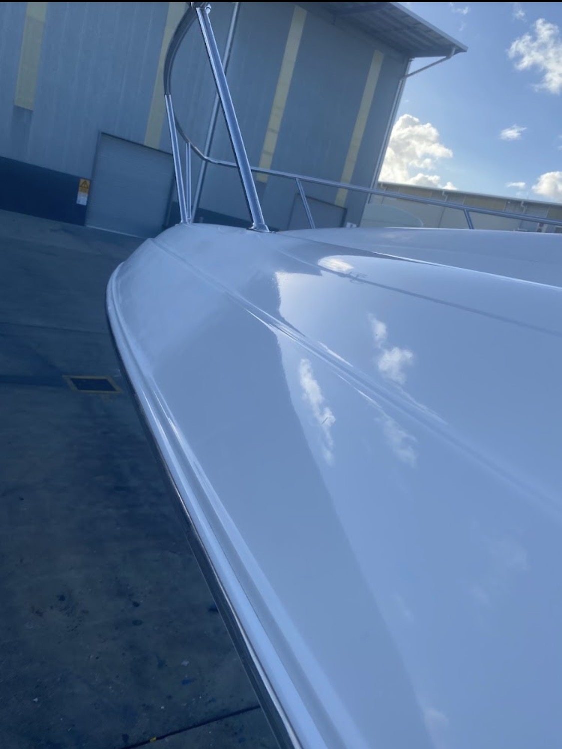 Freshly polished boat hull
